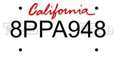 8PPA948 California License Plate