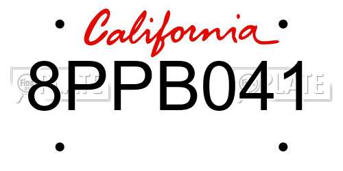 8PPB041 California License Plate