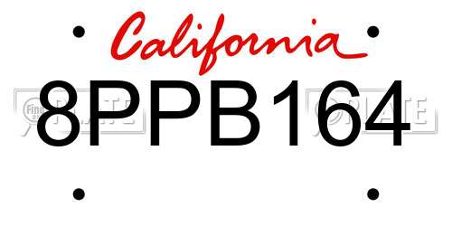 8PPB164 California License Plate