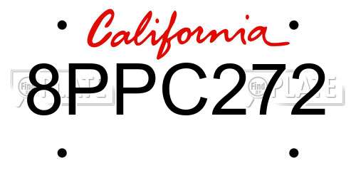 8PPC272 California License Plate