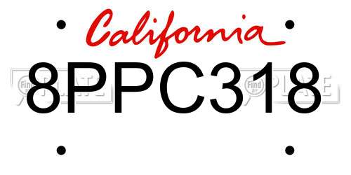 8PPC318 California License Plate