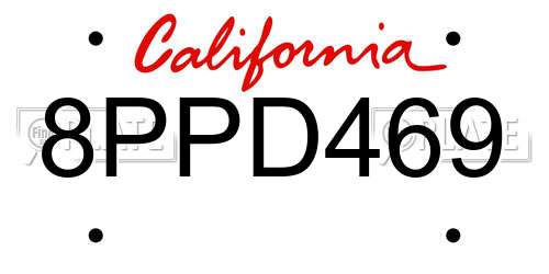 8PPD469 California License Plate