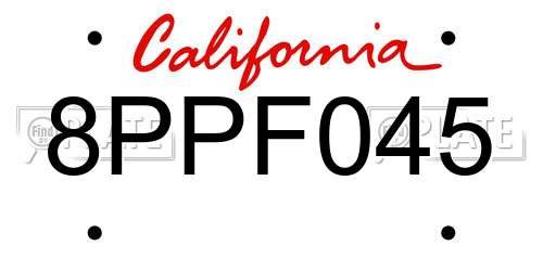 8PPF045 California License Plate