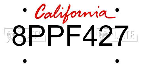8PPF427 California License Plate