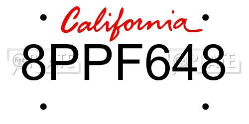 8PPF648 California License Plate