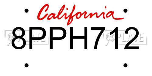 8PPH712 California License Plate