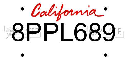8PPL689 California License Plate