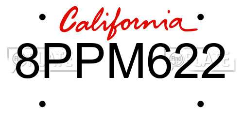 8PPM622 California License Plate