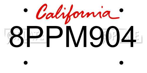 8PPM904 California License Plate