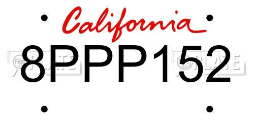 8PPP152 California License Plate