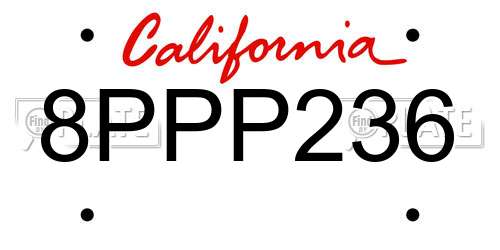 8PPP236 California License Plate