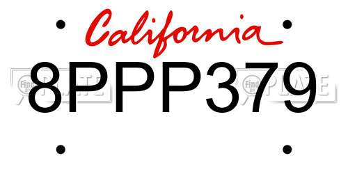 8PPP379 California License Plate