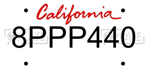 8PPP440 California License Plate