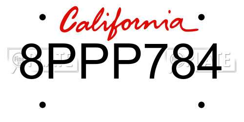 8PPP784 California License Plate