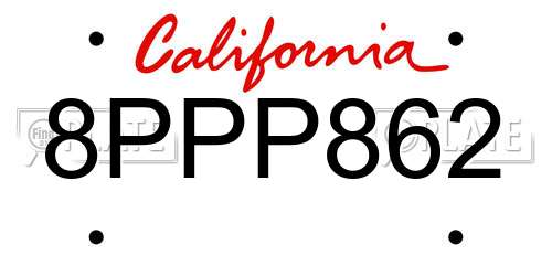 8PPP862 California License Plate