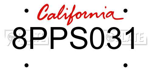 8PPS031 California License Plate
