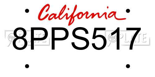 8PPS517 California License Plate