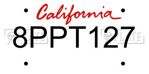 8PPT127 California License Plate