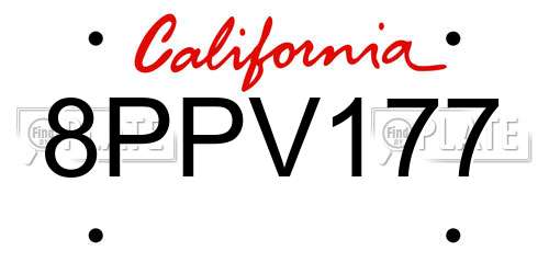 8PPV177 California License Plate