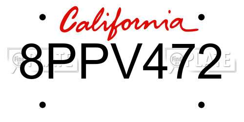 8PPV472 California License Plate