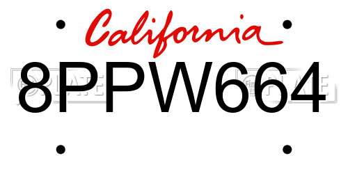8PPW664 California License Plate