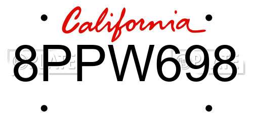 8PPW698 California License Plate