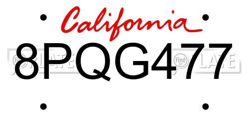 8PQG477 California License Plate