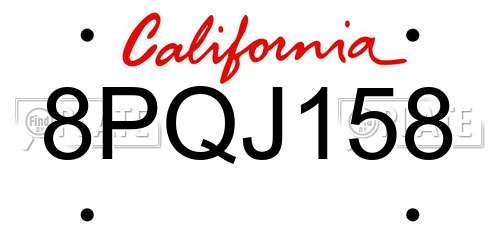 8PQJ158 California License Plate