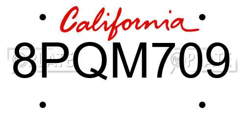 8PQM709 California License Plate