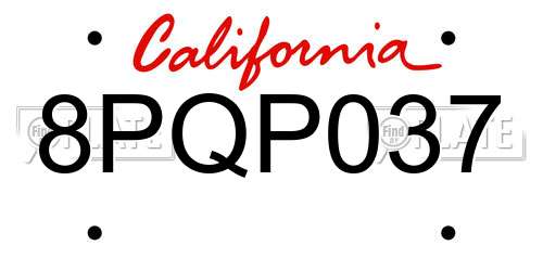 8PQP037 California License Plate