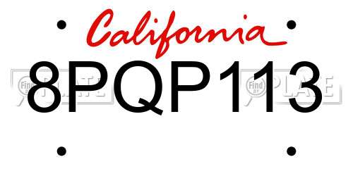 8PQP113 California License Plate