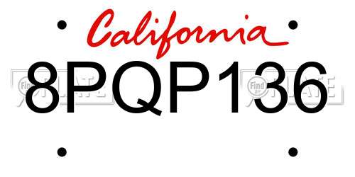 8PQP136 California License Plate