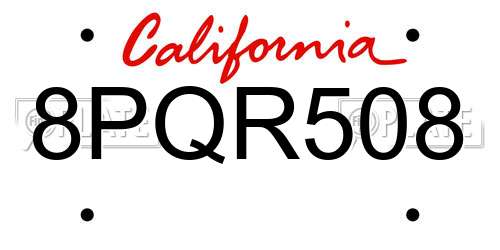 8PQR508 California License Plate