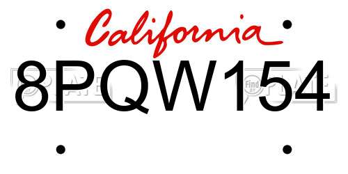 8PQW154 California License Plate