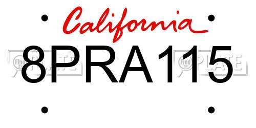 8PRA115 California License Plate