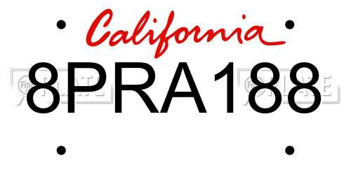 8PRA188 California License Plate