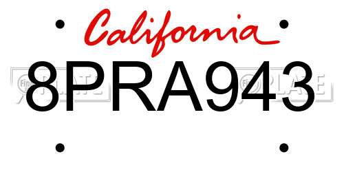8PRA943 California License Plate