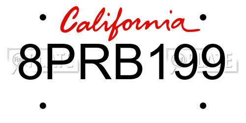 8PRB199 California License Plate