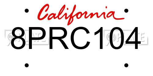 8PRC104 California License Plate