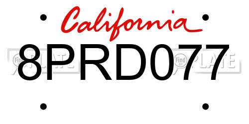 8PRD077 California License Plate