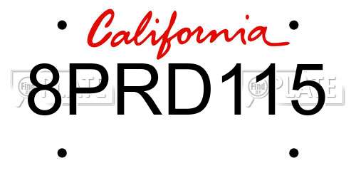 8PRD115 California License Plate