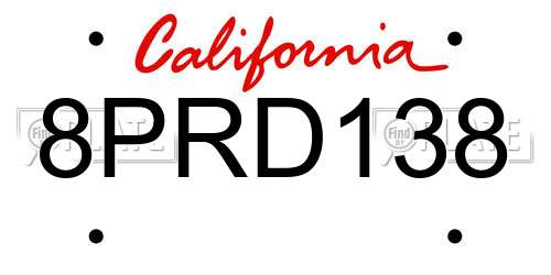 8PRD138 California License Plate
