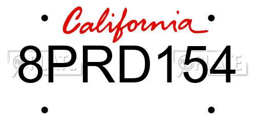 8PRD154 California License Plate