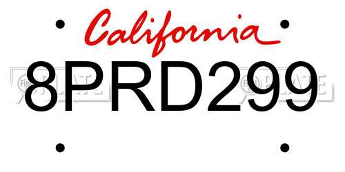 8PRD299 California License Plate