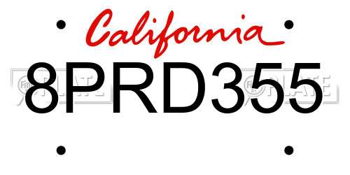 8PRD355 California License Plate