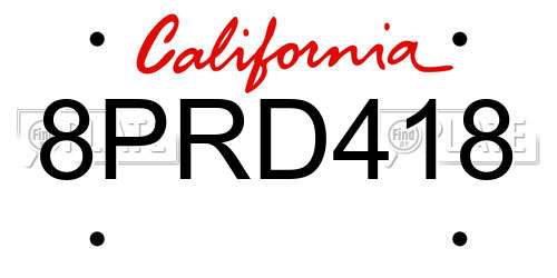 8PRD418 California License Plate