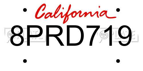 8PRD719 California License Plate