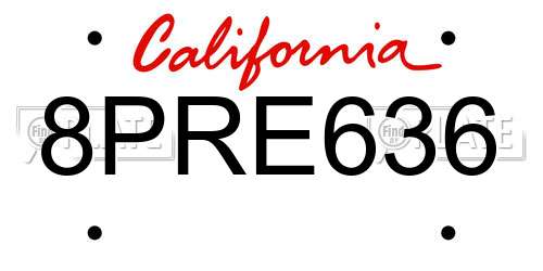 8PRE636 California License Plate