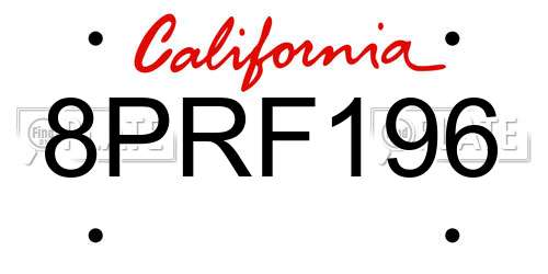 8PRF196 California License Plate