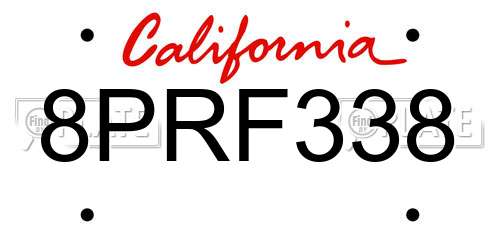 8PRF338 California License Plate